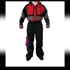 The North Face Mens Vintage Red And Black Steep Tech One Piece Snow Suit M